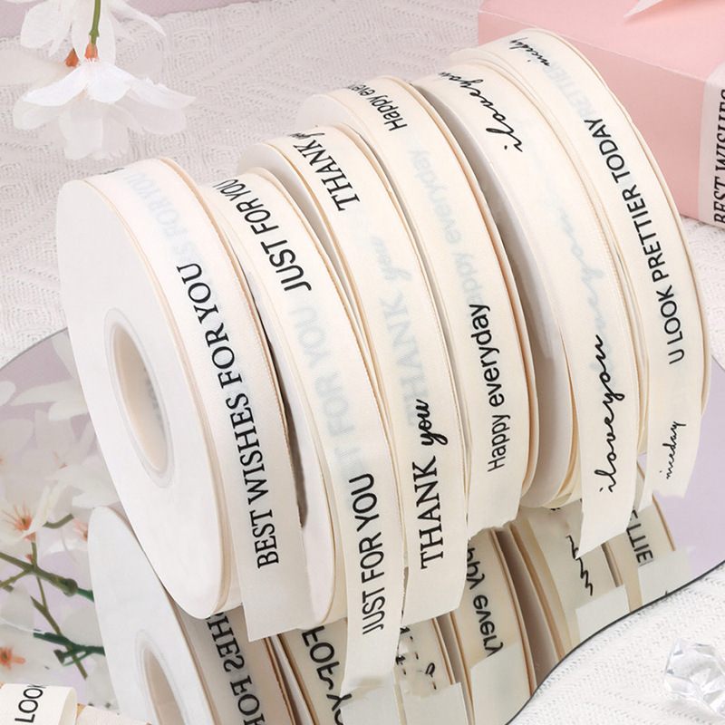 Polyester Cotton English Letters with Flower Packaging Ribbon Birthday Cake Baking Decoration Flower Gift Packaging Bow