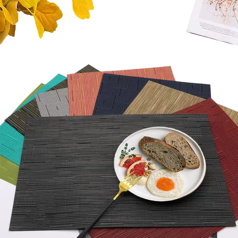 PVC Bamboo Heat Insulation Mat Dining Table Mat Household Waterproof Oil-proof Light Luxury Western Dining Mat Anti-scalding Bowl Plate Mat Coaster Wholesale