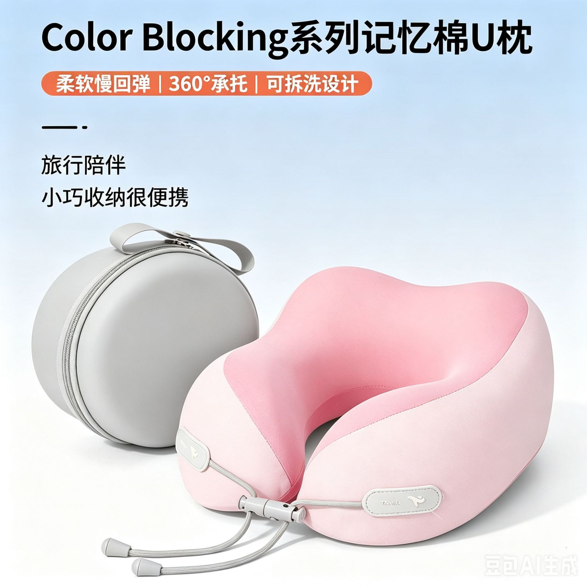 Ice Silk Cooling Neck Pillow U-Shaped Pillow New Portable Travel Car Airplane Pillow Fits the Cervical Spine Office Nap U-Shaped Pillow