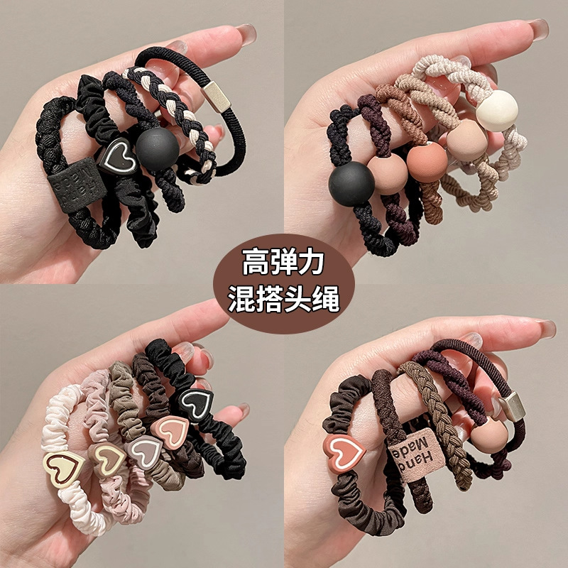 Thick Hair Rope for Women to Tie Their Hair 2025 New High Elastic Hair Rope High-End High Ponytail Hair Tie Headband Rubber Band