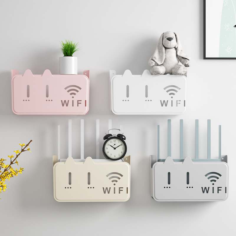 Kensheng wifi router storage box shelf wall-mounted non-perforated living room wall set-top box line arrangement