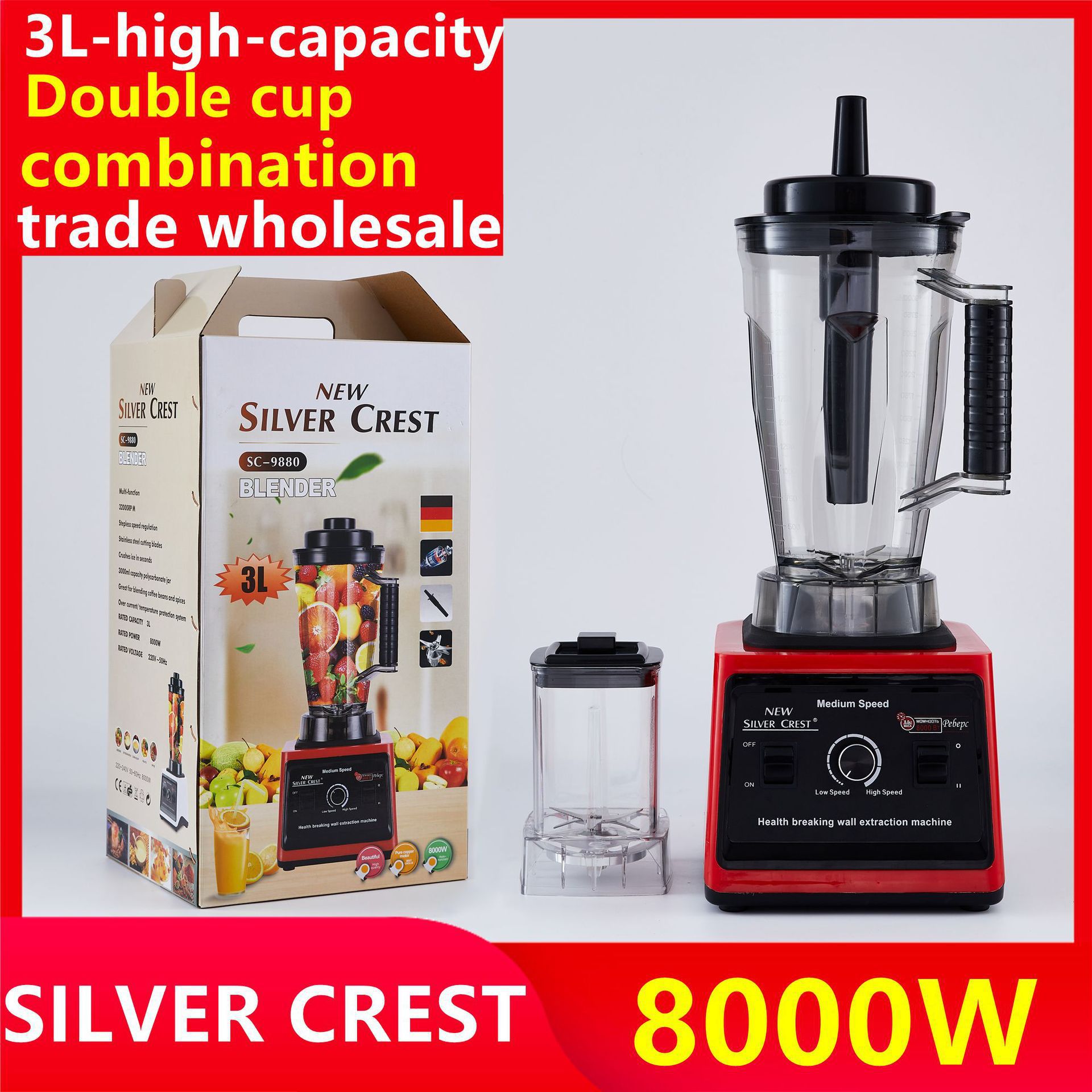 Blender 8000W-Silvercrest Large Capacity 3L Wall Breaking Machine Soy Milk Grinder Juicer Blender