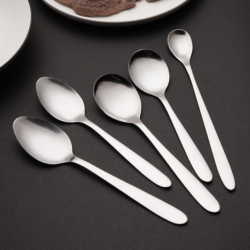 Stainless Steel Bagged Spoon, Coffee Stirring Spoon, Pointed Spoon, Dessert Spoon, Household Long-Handled Spoon for Adults and Children