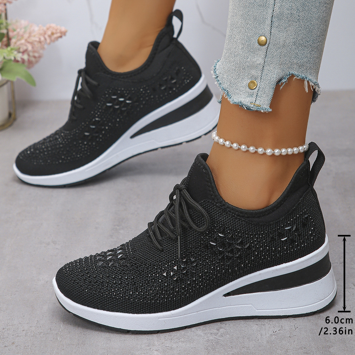 Cross-Border New Women's Shoes 2026 Spring Breathable Casual Shoes Mesh Sports Height-Increasing Mesh Shoes