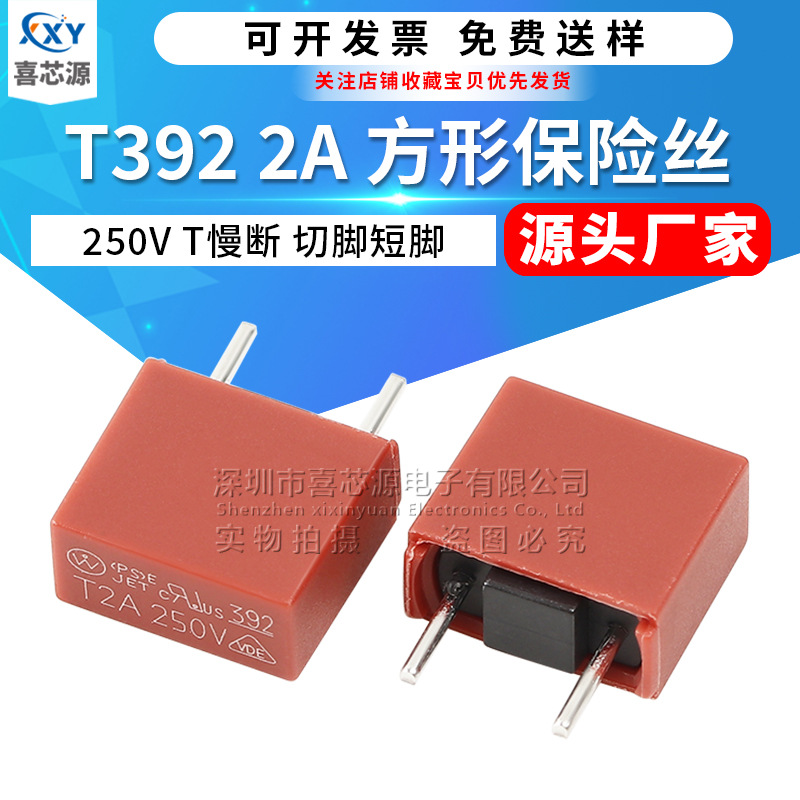 Source manufacturer T392 square fuse T2A 250V short leg 3.2-3.5mm slow break fuse